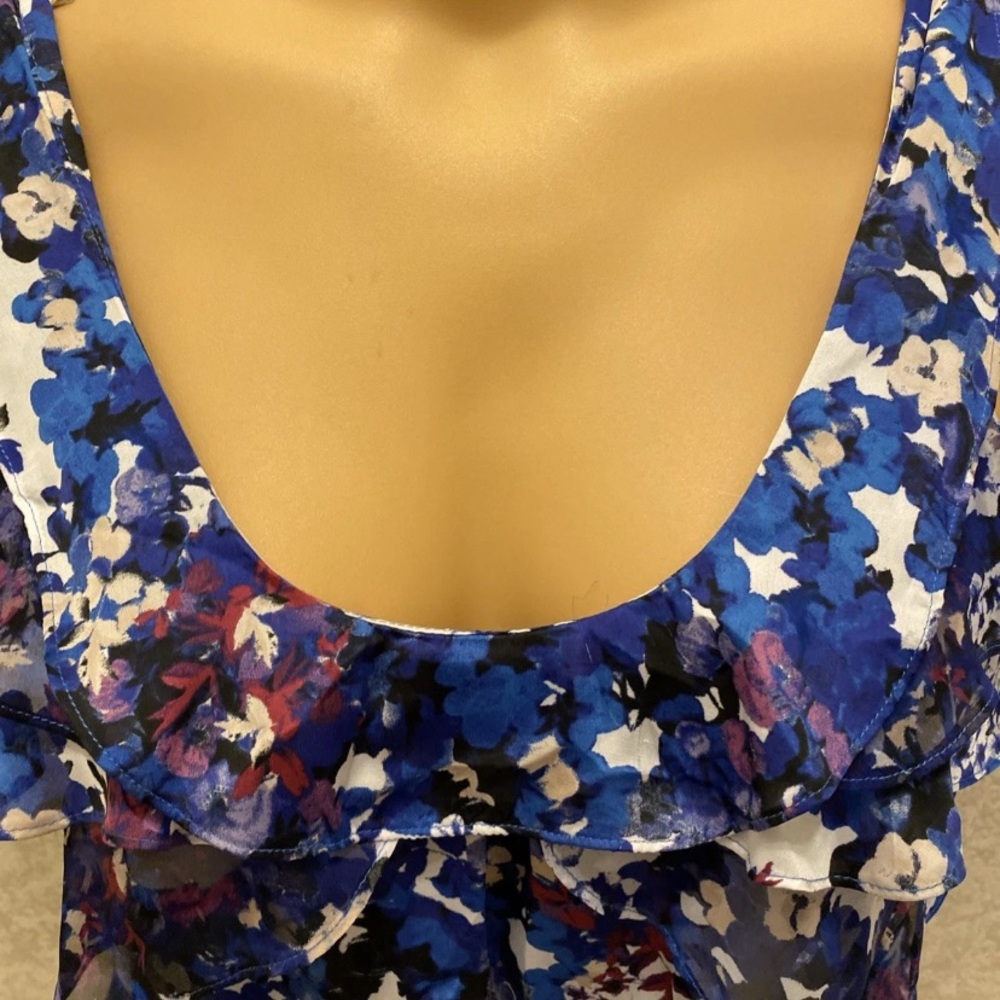 White House Black Market Multicolor Floral Ruffle Top - Picture 4 of 16